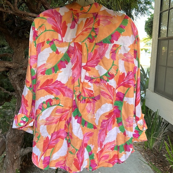 Chico’s Floral Print Blouse 3/4 length sleeves button down 2.5 US XL‎ - Picture 3 of 10